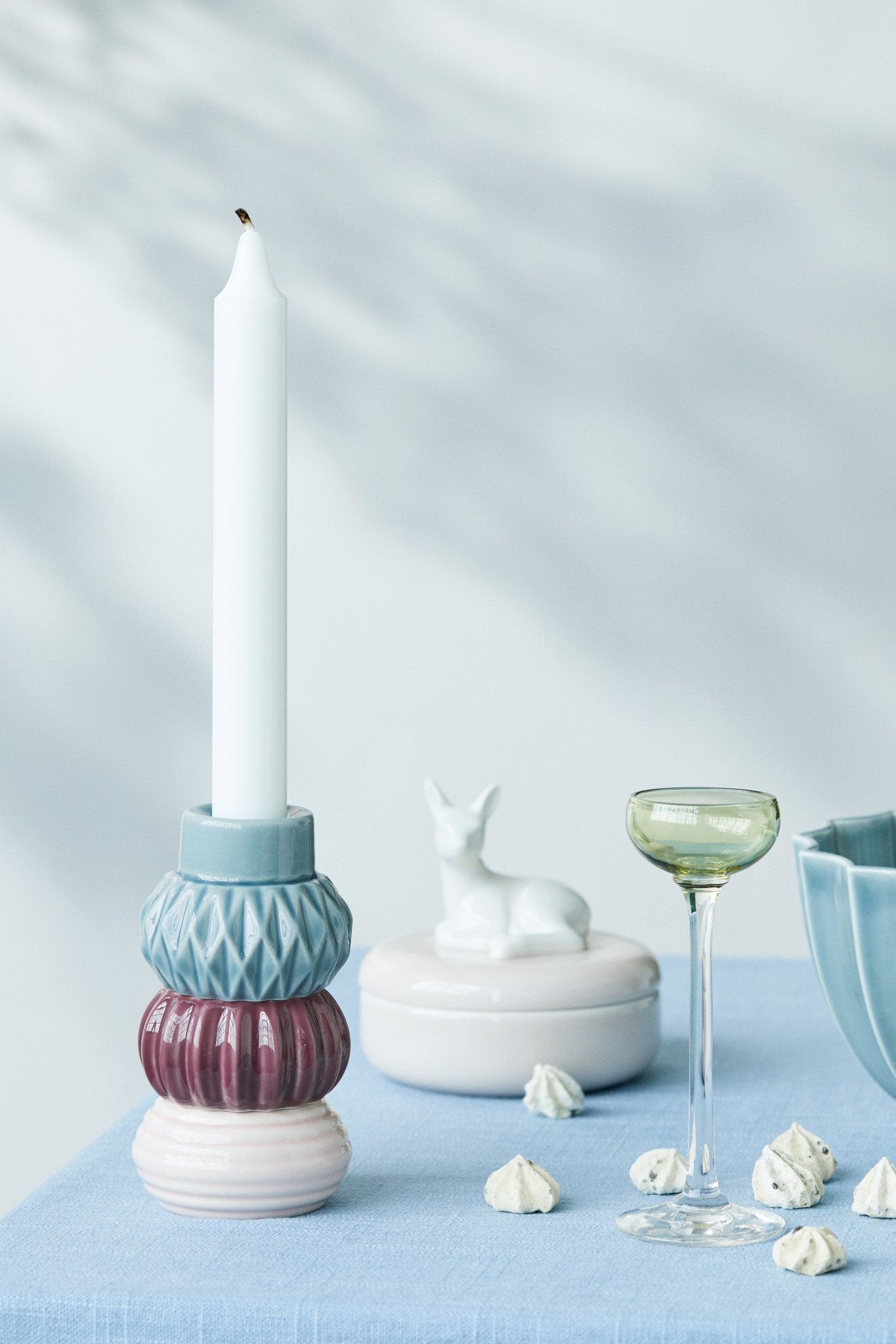 Samsurium Candlestack dark, powder & aubergine set of 3 pcs.