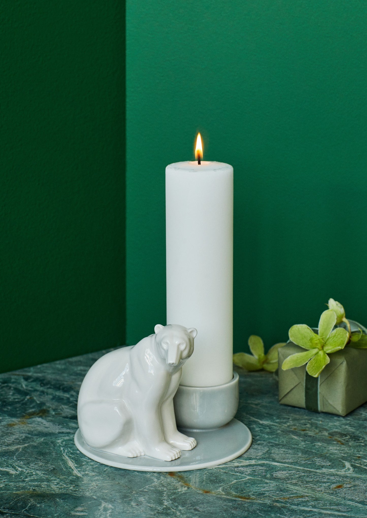 Candle for Big Bear & Deer & Fawn 6x20 cm. white