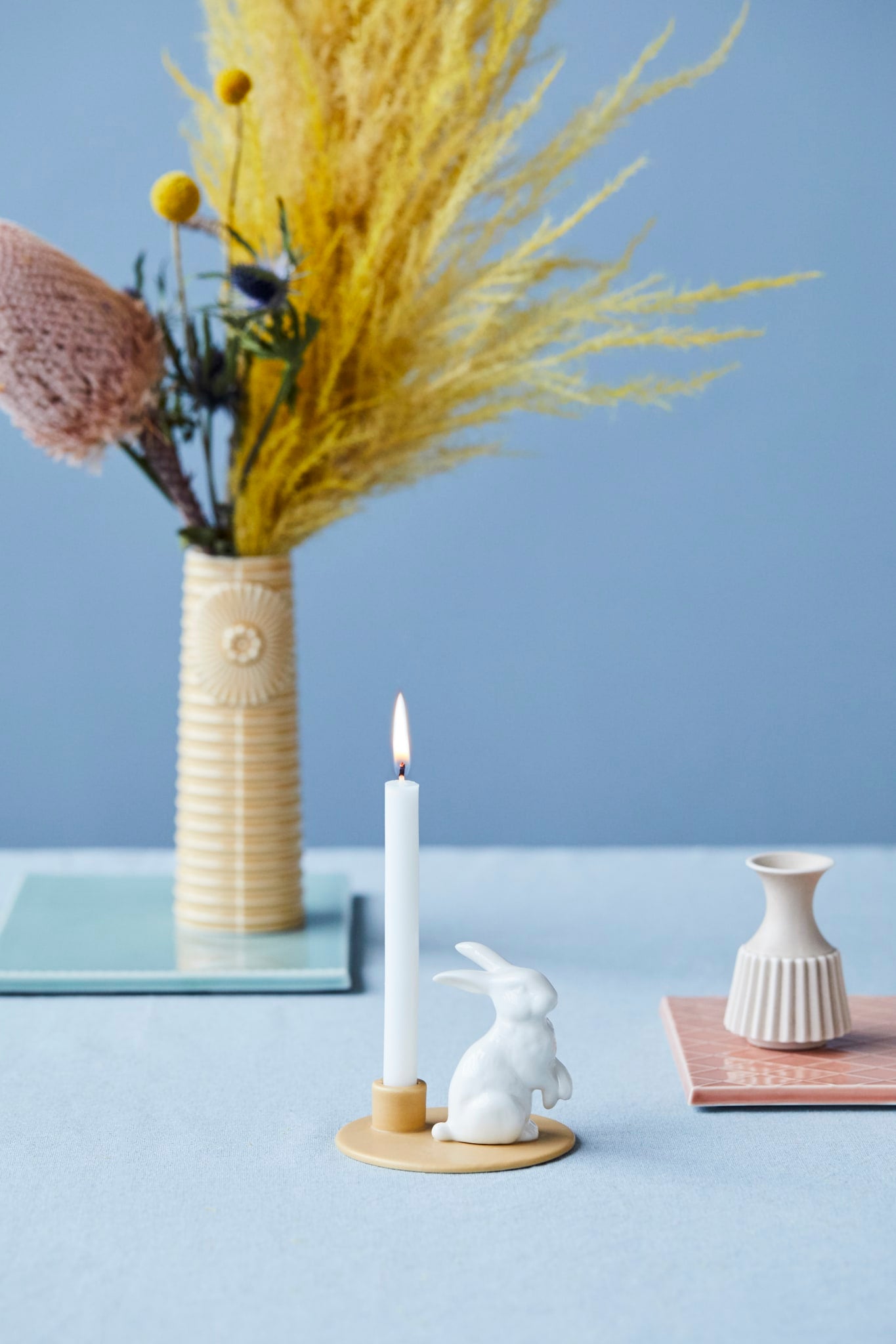 Sweet Stories Hare candlestick, Mustard