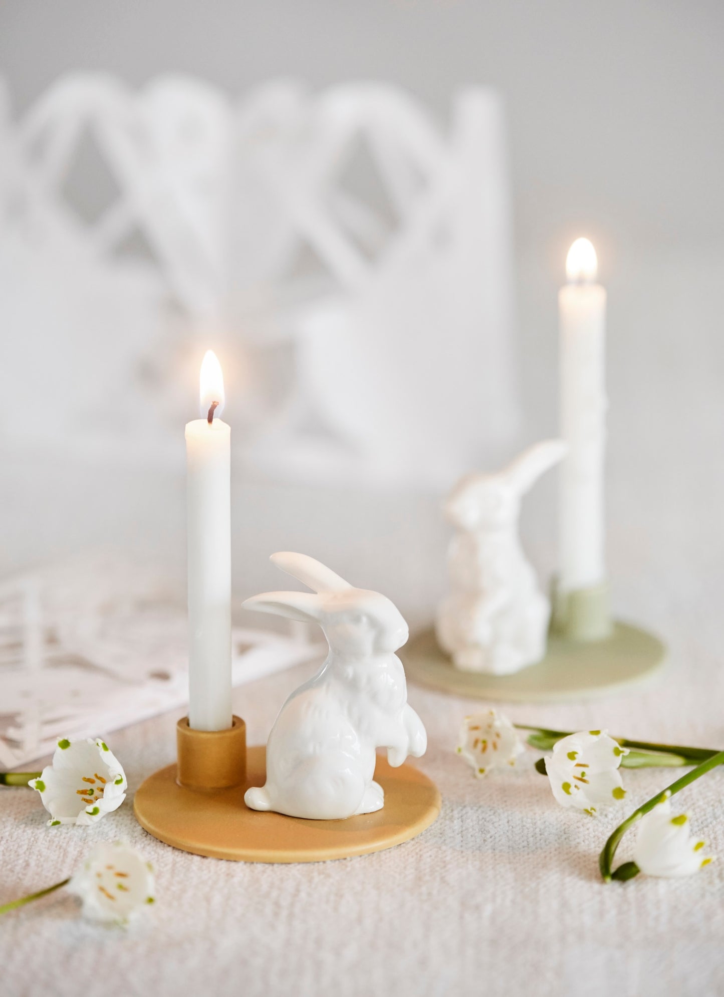 Sweet Stories Hare candlestick, Mustard