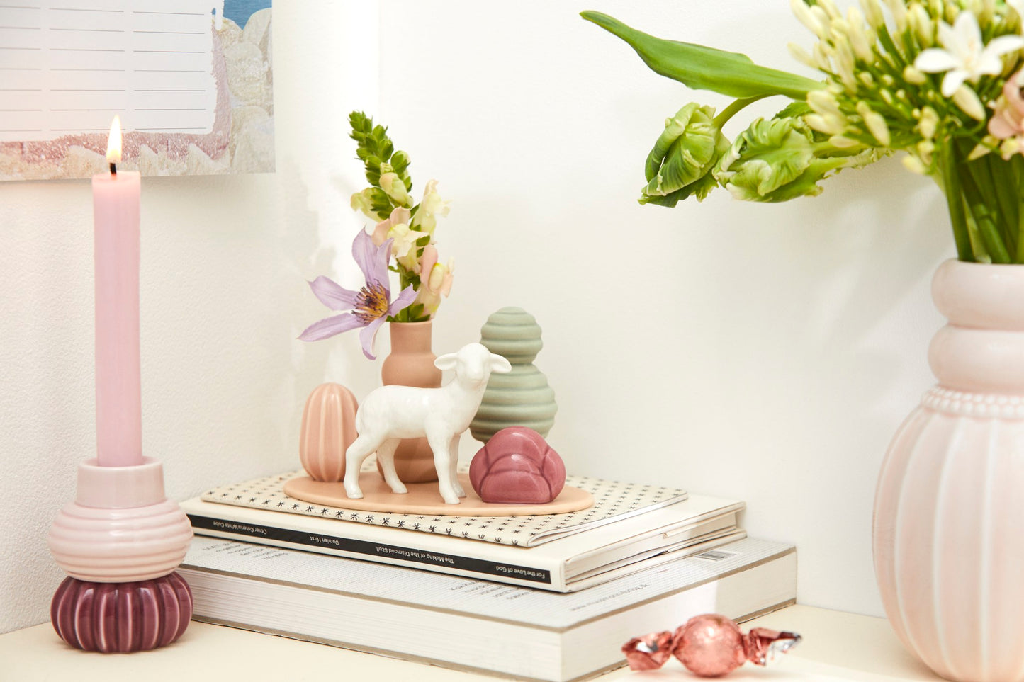 Sweet Stories Lamb Vase Dusty Rose