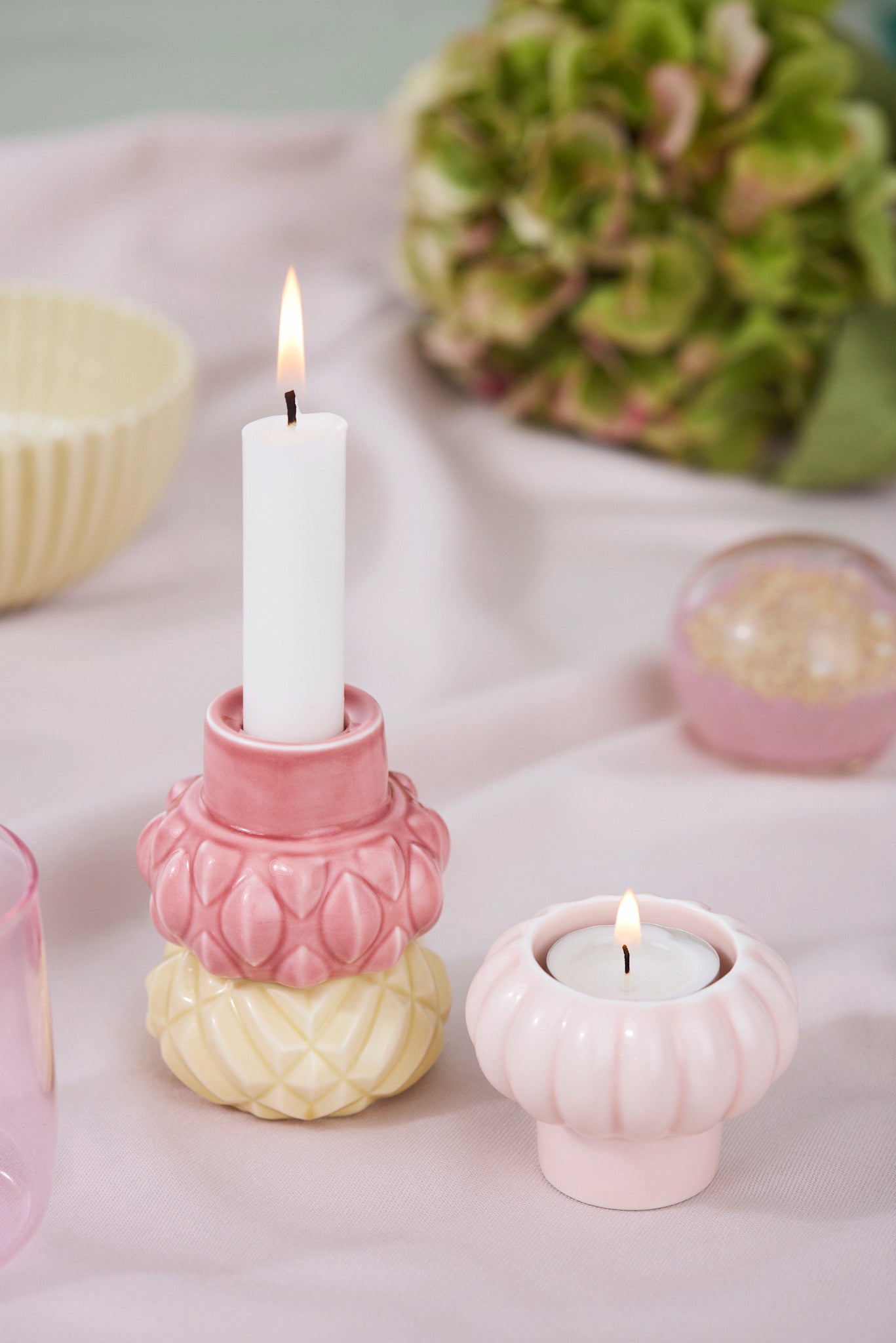 Samsurium Candlestack Three Mimosa, Blush & Powder set of 3 pcs.