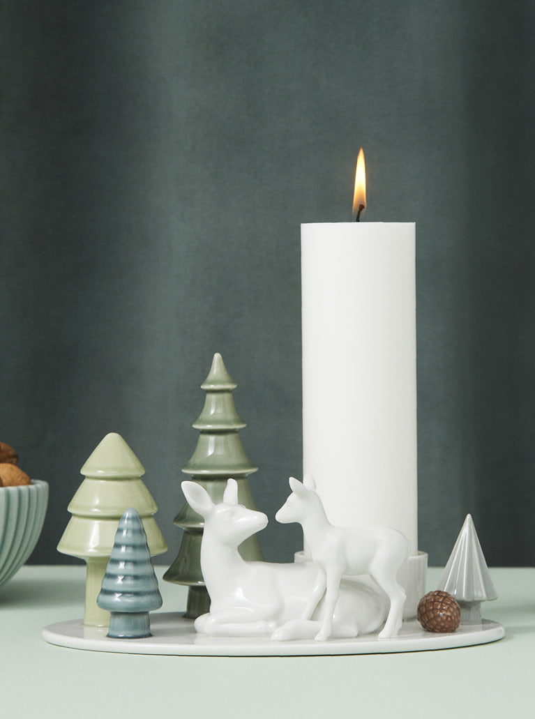 Candle for Big Bear & Deer & Fawn 6x20 cm. white