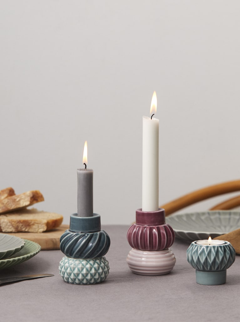Samsurium Candlestack Two, Petrol & Peacock set of 2 pcs.