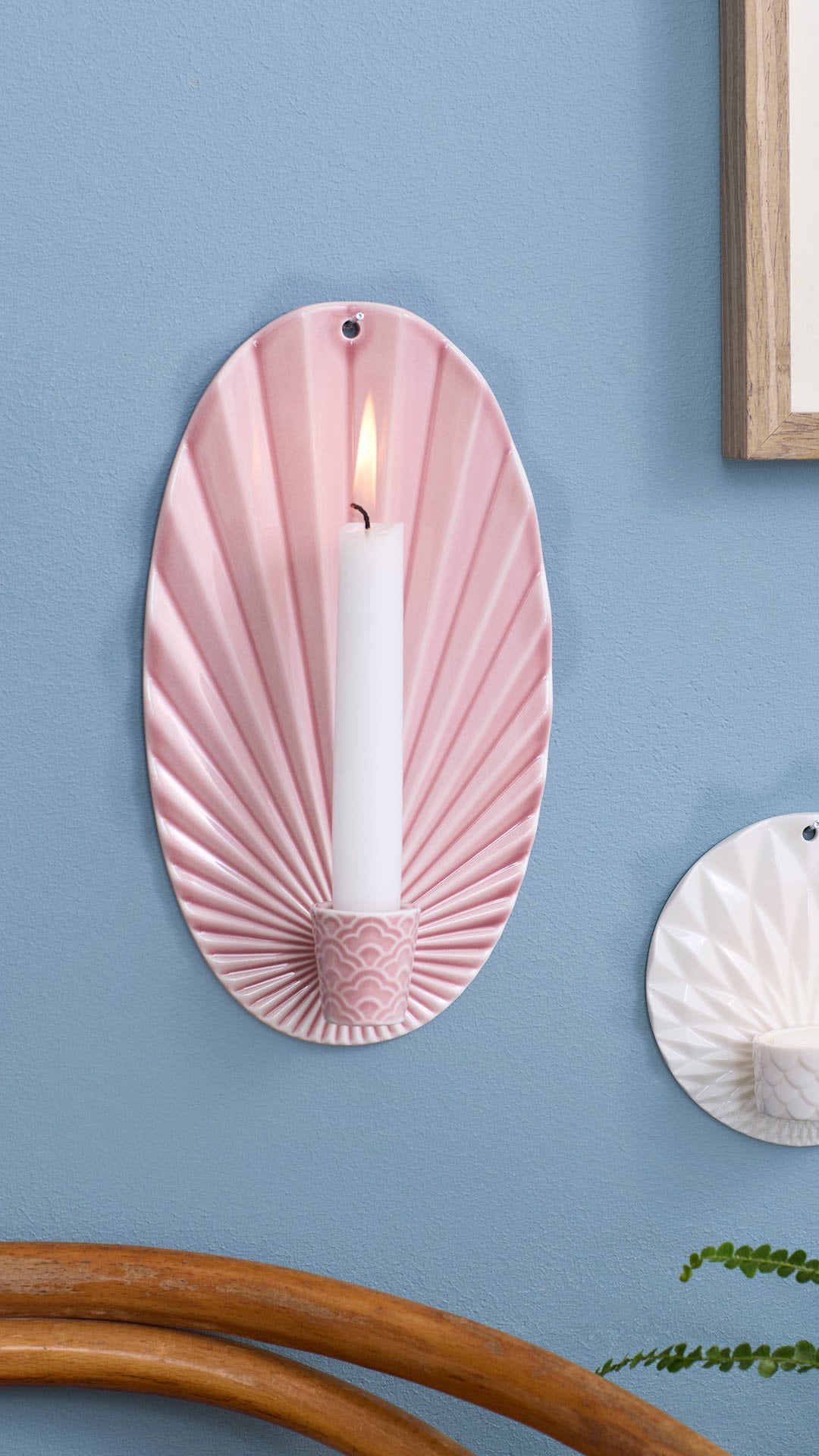 Pipanella Waves væghængt lysestage, rosa