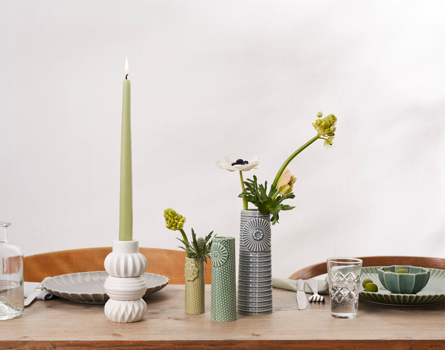 Pipanella Flock - Nordic Fjord (1 medium, 1 mini, 1 micro) set of 3 vases