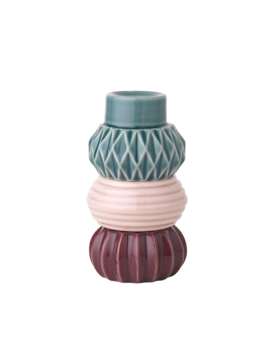 Samsurium Candlestack mørk, powder og aubergine, sæt á 3 stk.