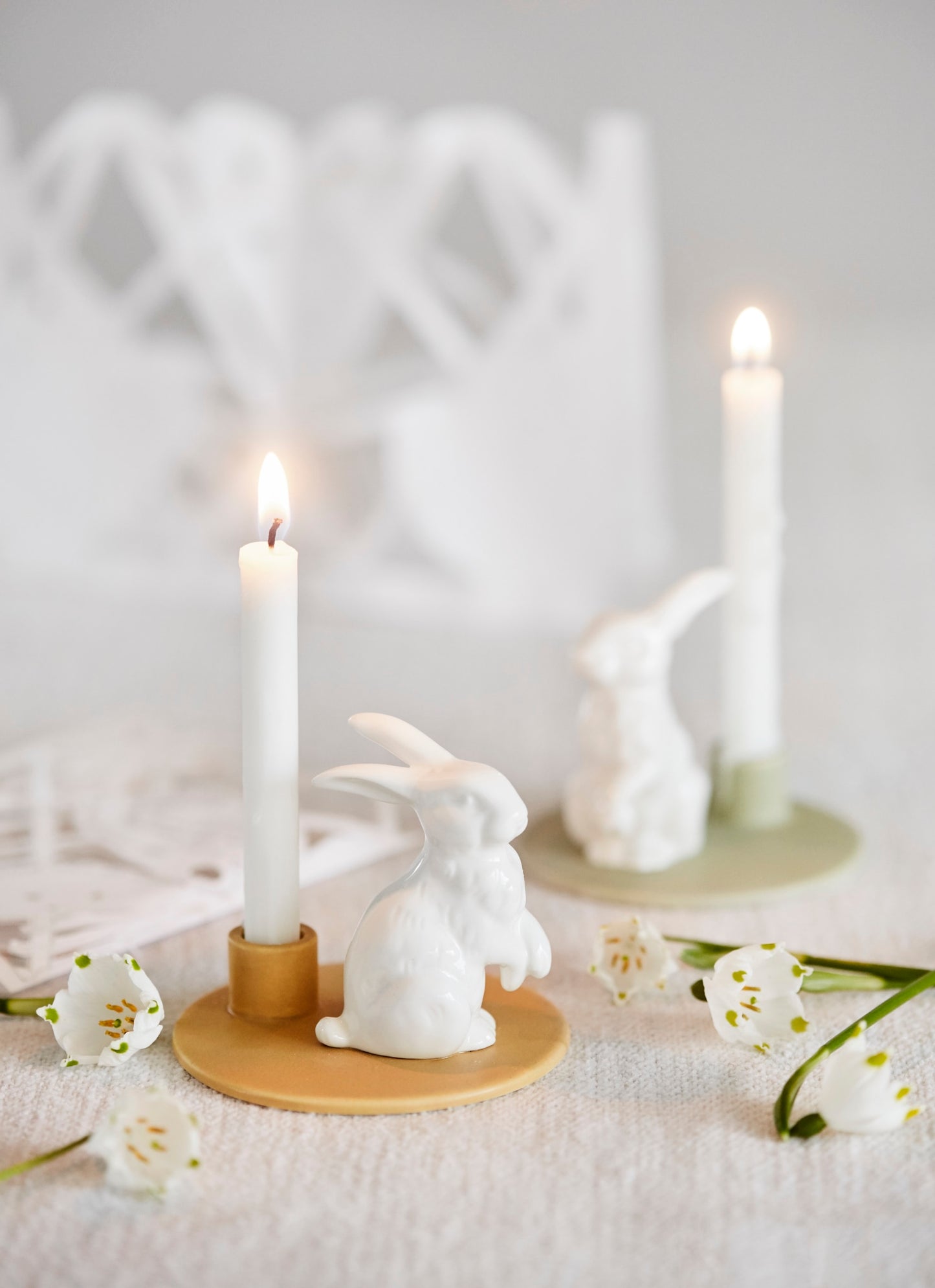Sweet Stories Hare candlestick, Sage